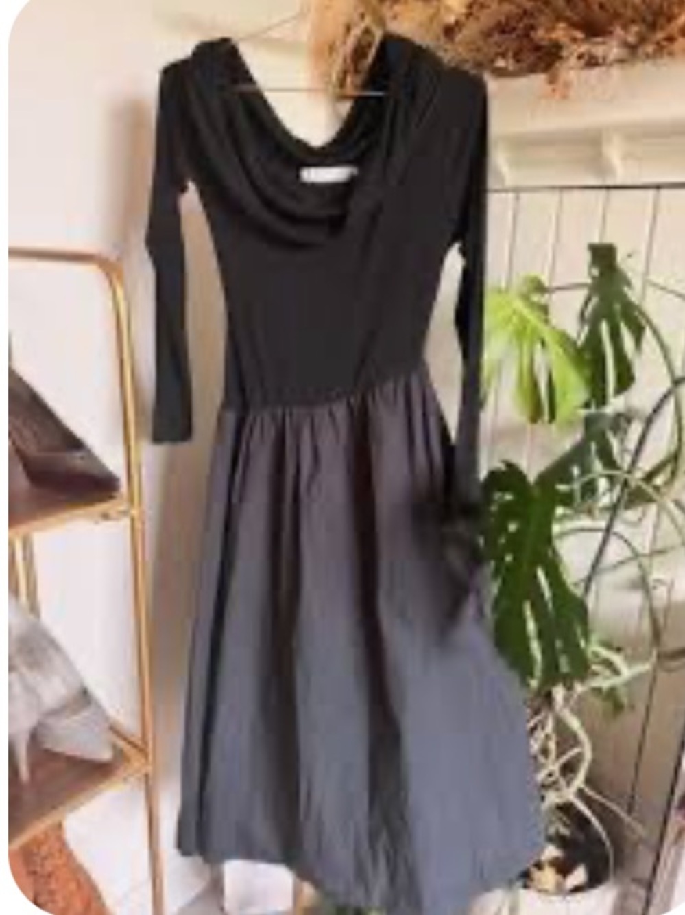 NWT ASTR the Label Mixed Media Off Shoulder Cowl Maxi Dress - Black 👵MT